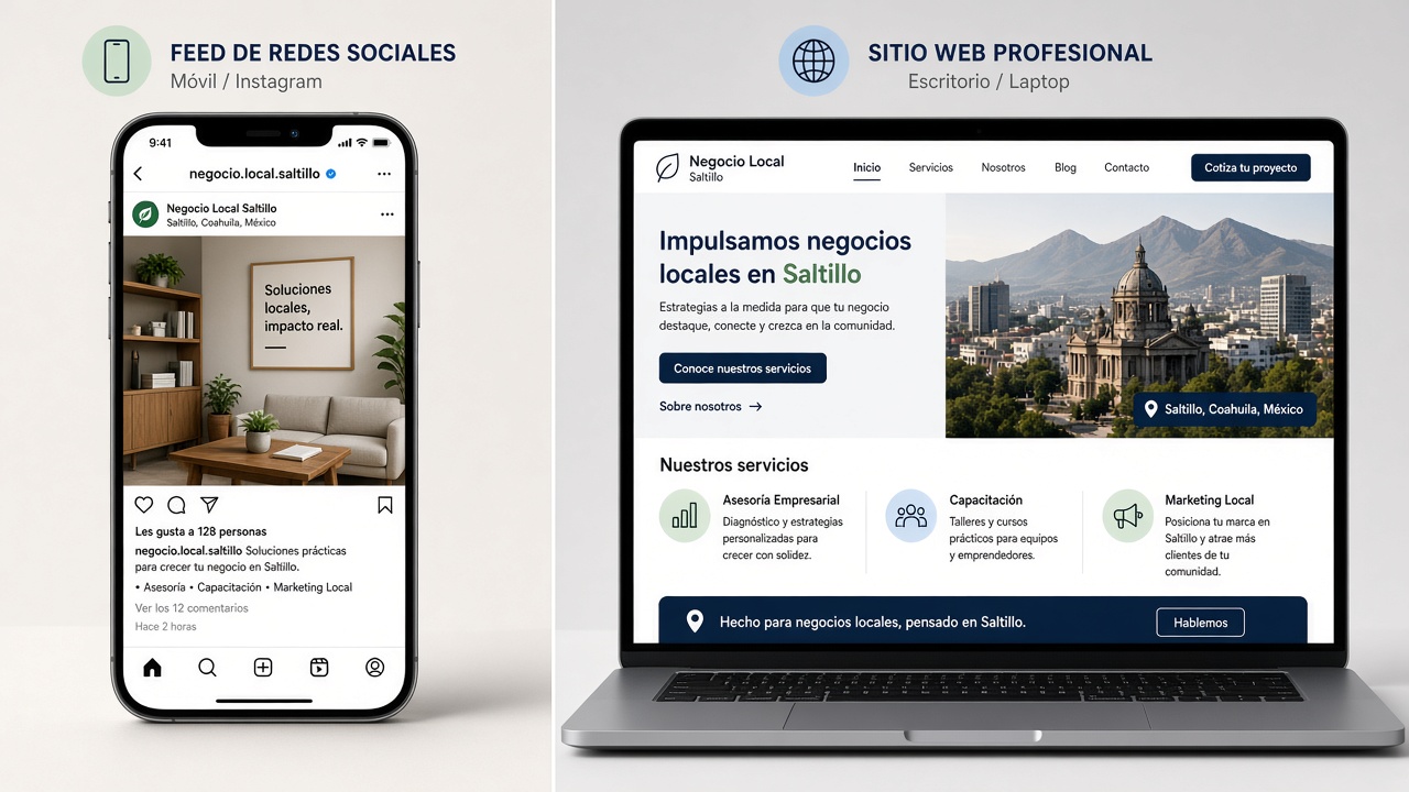 ¿Página web o redes sociales? Guía Saltillo