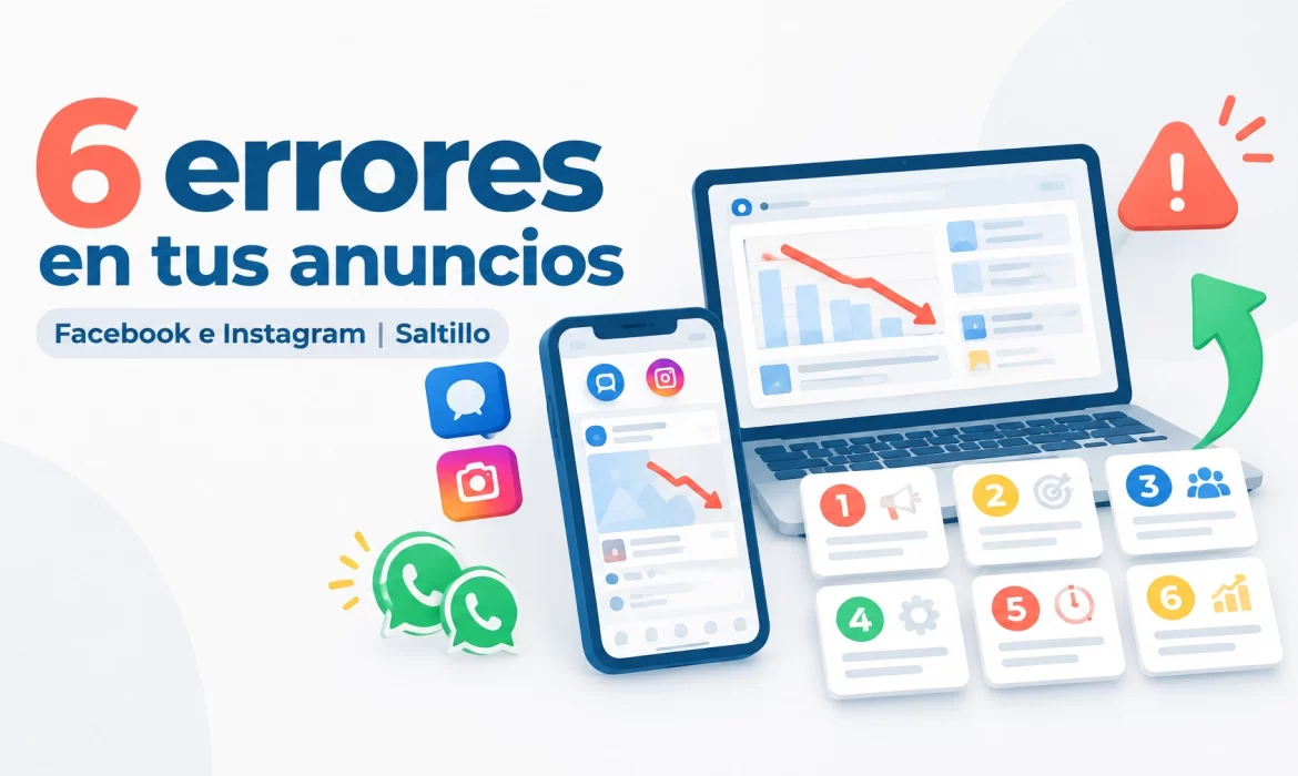 6 errores en tus anuncios de Facebook e Instagram que están gastando dinero sin traer clientes en Saltillo